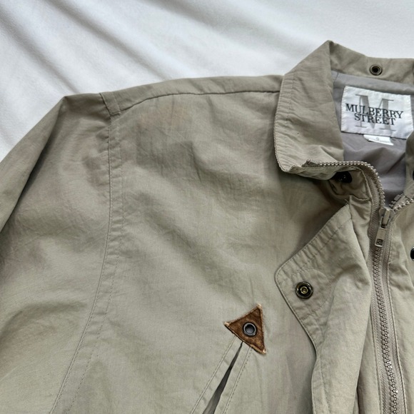 MULBERRY STREET Khaki Utility Jacket Tan Vintage Y2K Button‎ Snap Pockets S - Picture 10 of 16